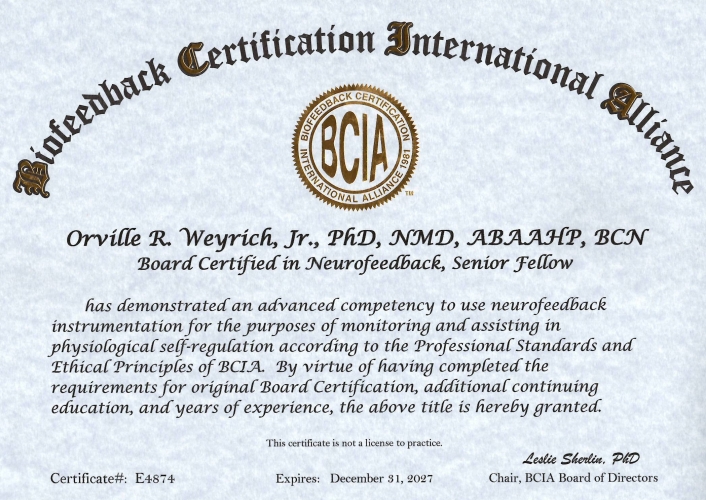 Doctor Weyrich BCN Certification.